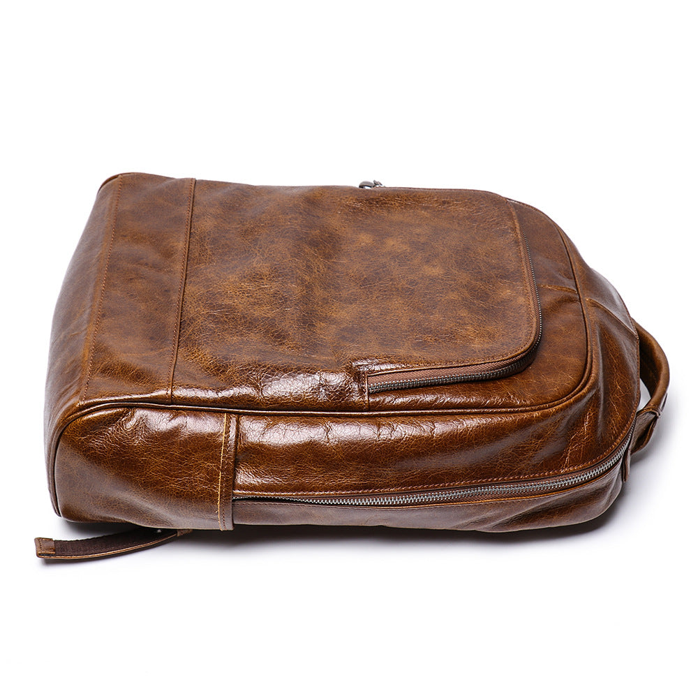 Brown Large Capacity Retro Leather