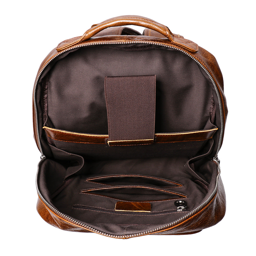 Brown Large Capacity Retro Leather