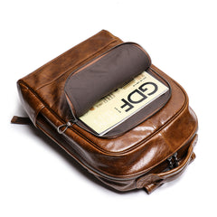 Brown Large Capacity Retro Leather