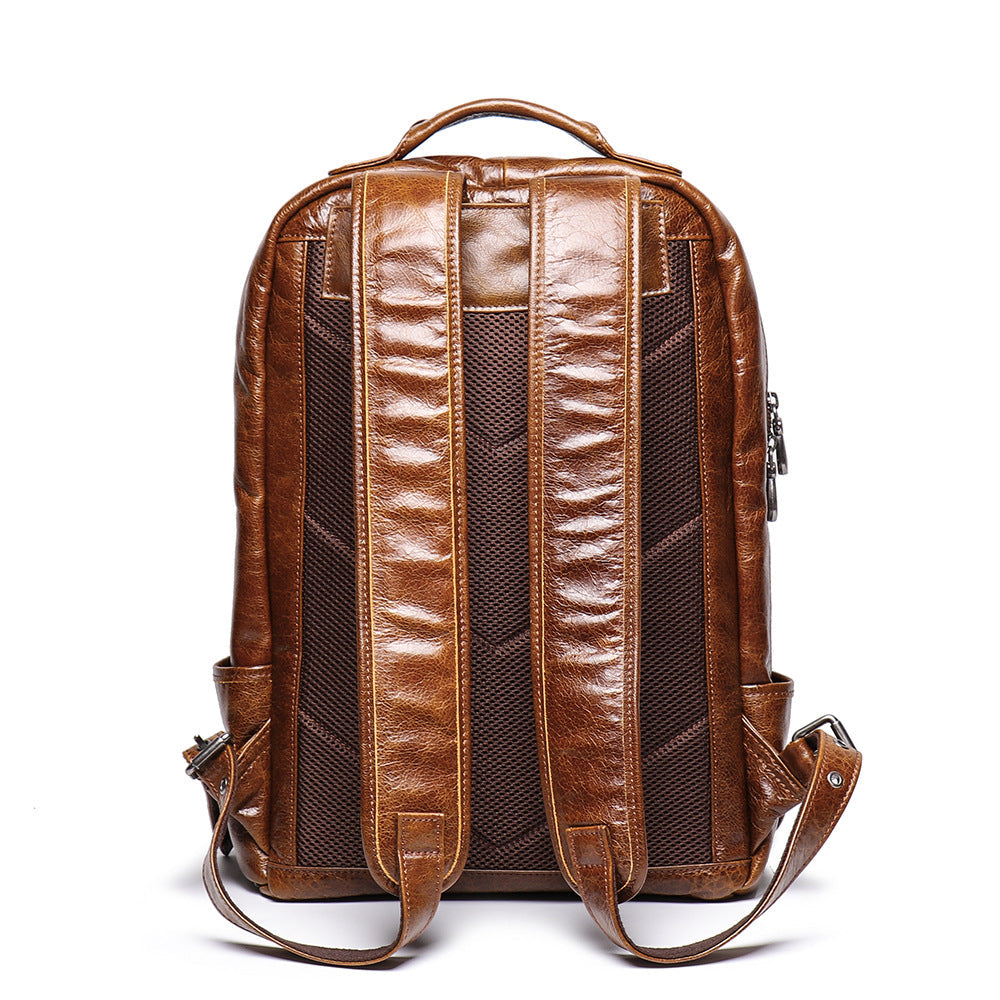 Brown Large Capacity Retro Leather