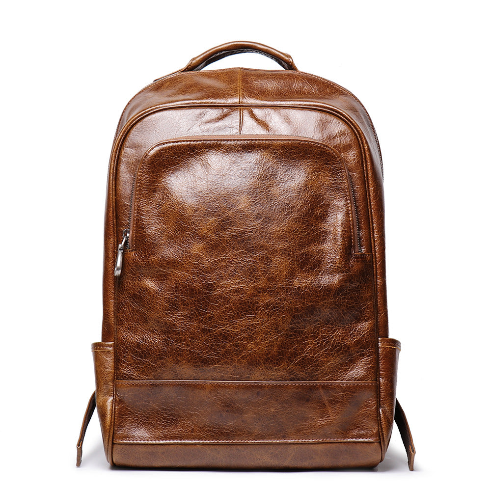 Brown Large Capacity Retro Leather