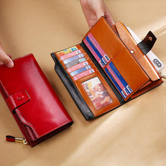 RFID Long leather wallet