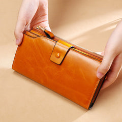 RFID Long leather wallet
