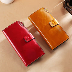 RFID Long leather wallet
