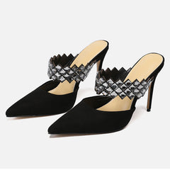 Black Suede Pointed Toe Sandals