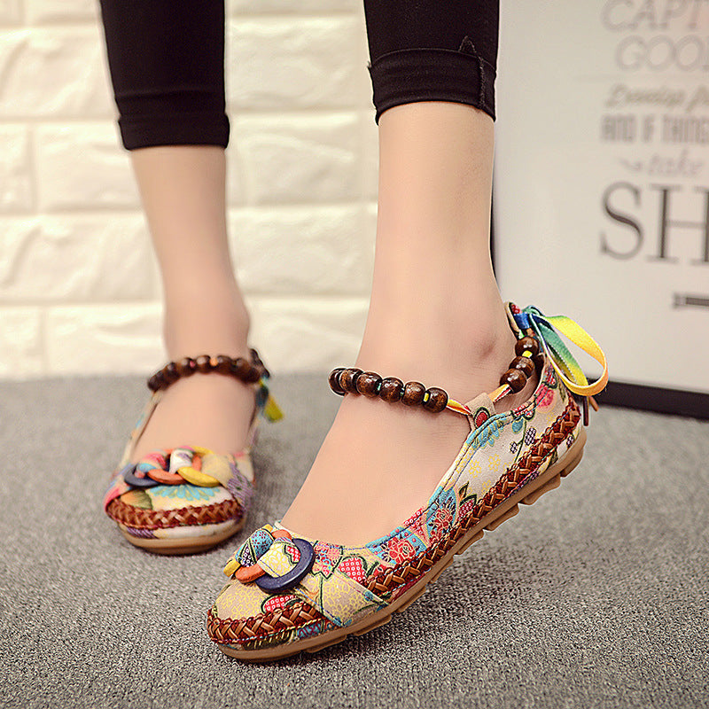 Casual Stylish Female Flats With Flower Print