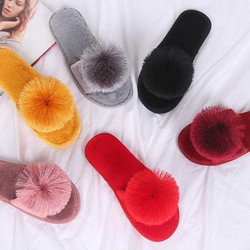 Pantuflas de felpa sólidas para el hogar 