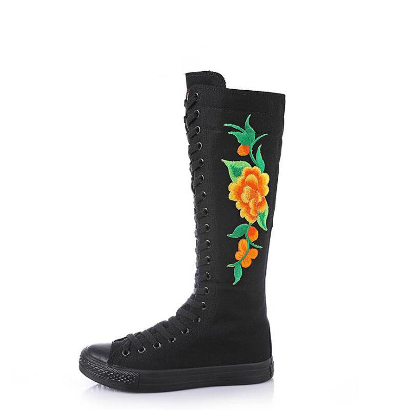 Casual Canvas High Shoes With Embroidery