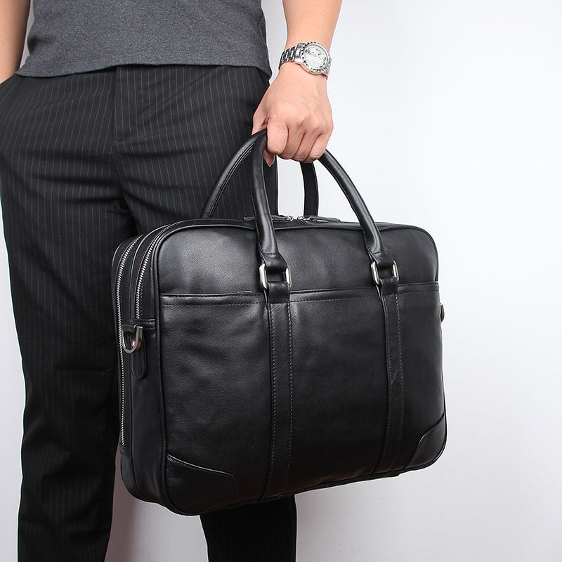 Black Cowhide Leather BriefCase