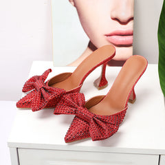 POINTED TOE BOW HIGH HEELS PUMPS - Red