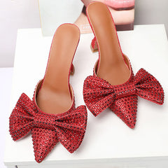 POINTED TOE BOW HIGH HEELS PUMPS - Red