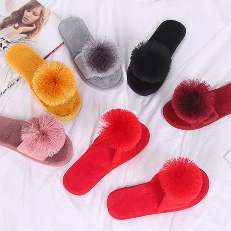 Pantuflas de felpa sólidas para el hogar 