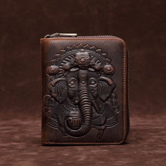 Vintage Zipper Leather Card Holder