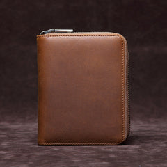 Vintage Zipper Leather Card Holder