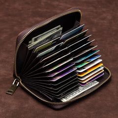Vintage Zipper Leather Card Holder