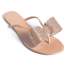 Beach Outdoor Crystal Bow Flip Flops Flat Slippers