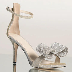 Rhinestone Bow Stiletto Sandals