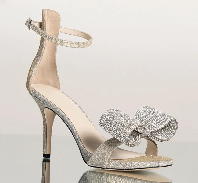 Rhinestone Bow Stiletto Sandals