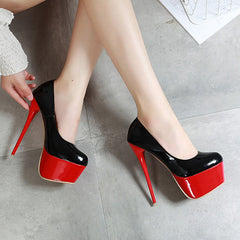 Leather Platform High Heel Pumps