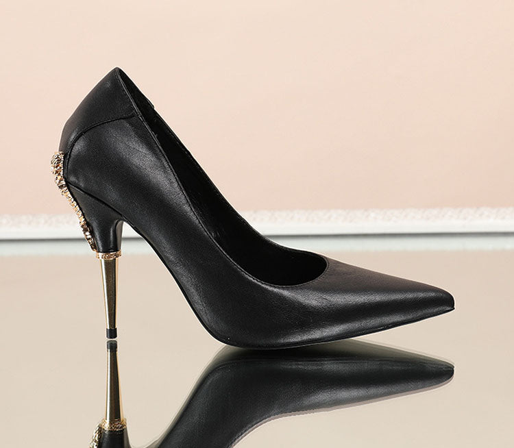 Office Leather Stiletto Pointed Toe Pumps