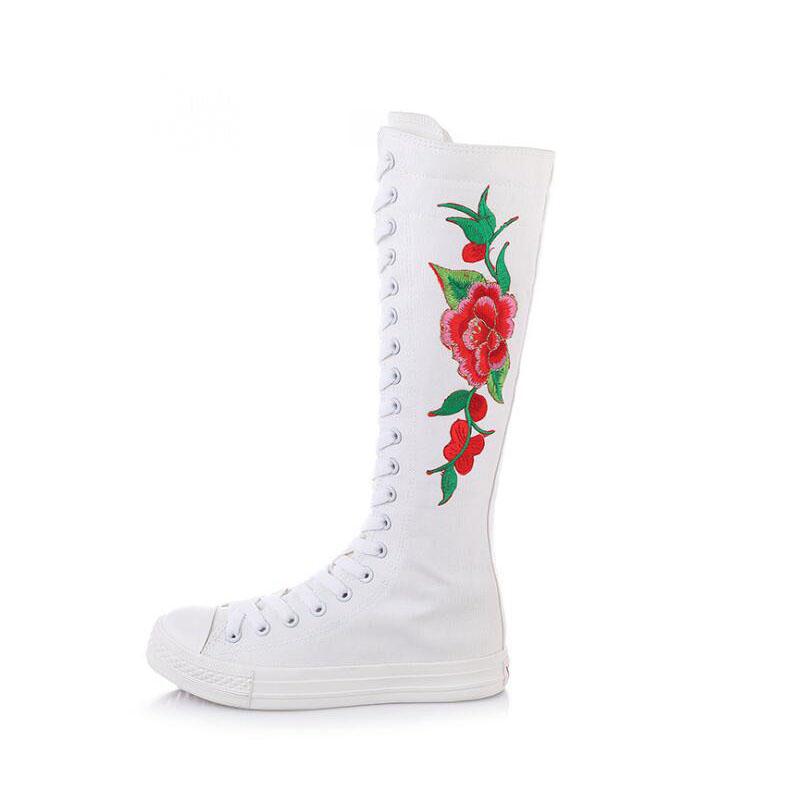 Casual Canvas High Shoes With Embroidery