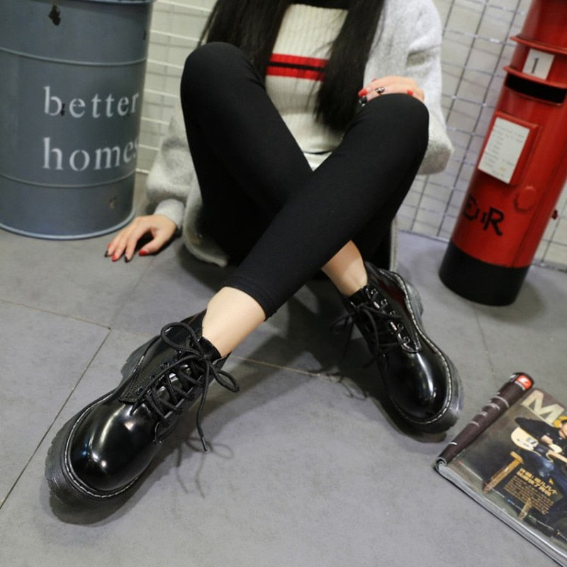 Platform Leather Ankle Boots