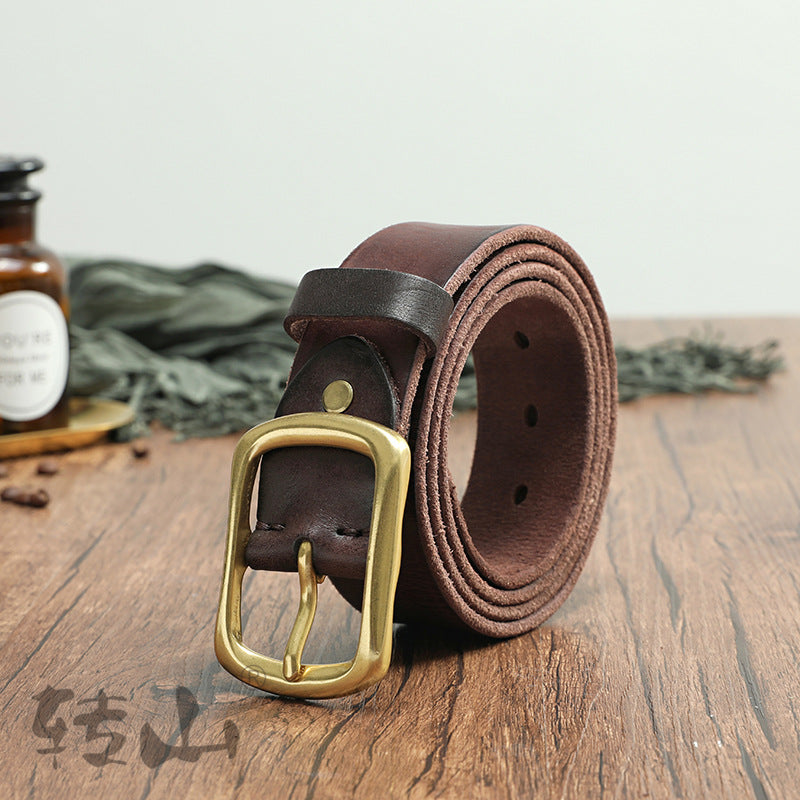 Brass Buckle Handmade Genuine Leather Belt