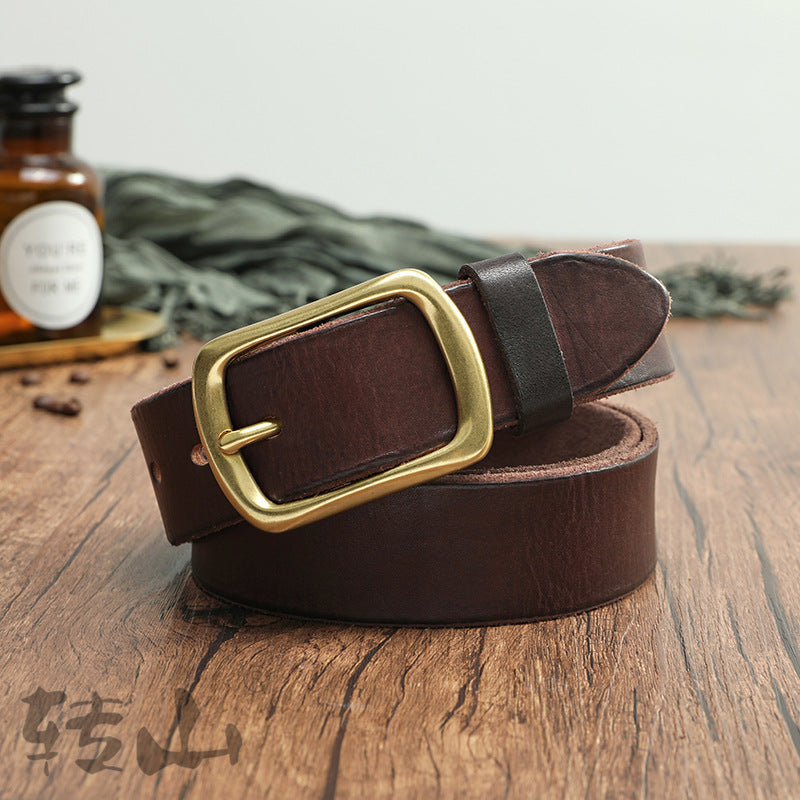 Brass Buckle Handmade Genuine Leather Belt