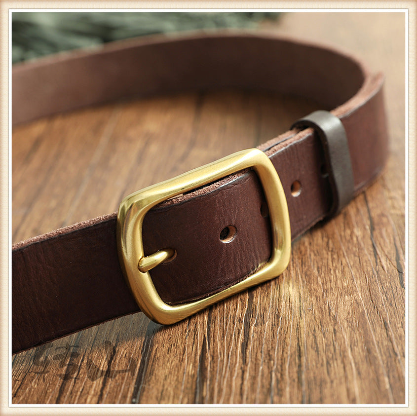 Brass Buckle Handmade Genuine Leather Belt