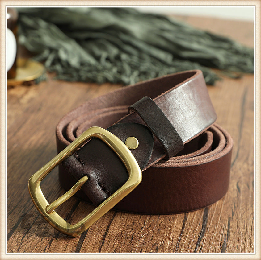 Brass Buckle Handmade Genuine Leather Belt