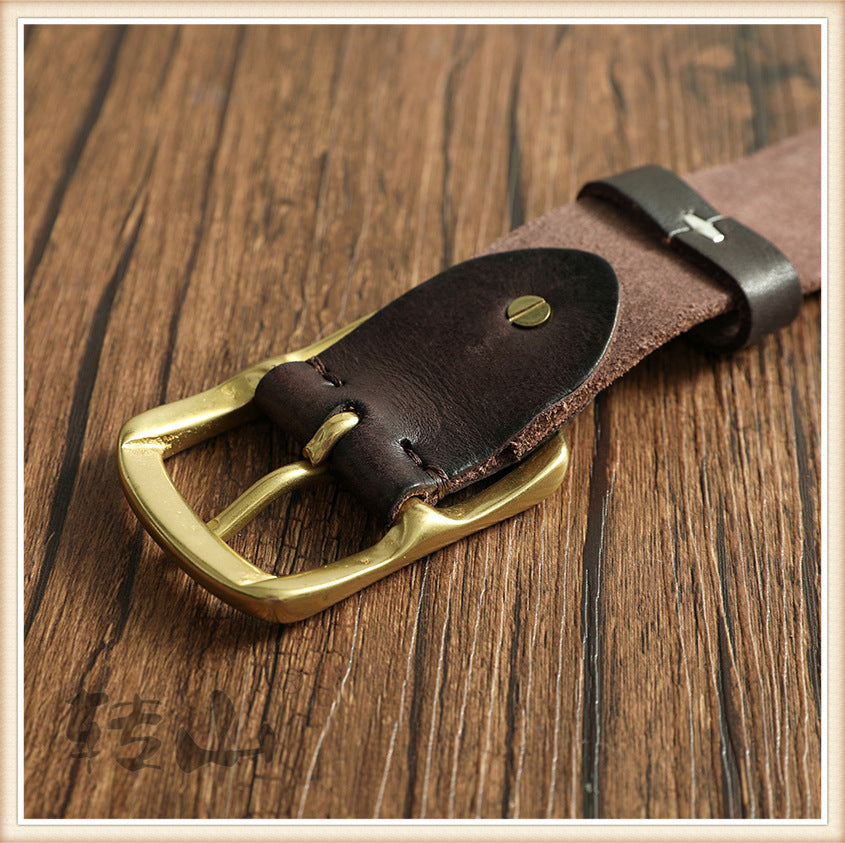 Brass Buckle Handmade Genuine Leather Belt