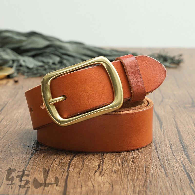 Brass Buckle Handmade Genuine Leather Belt