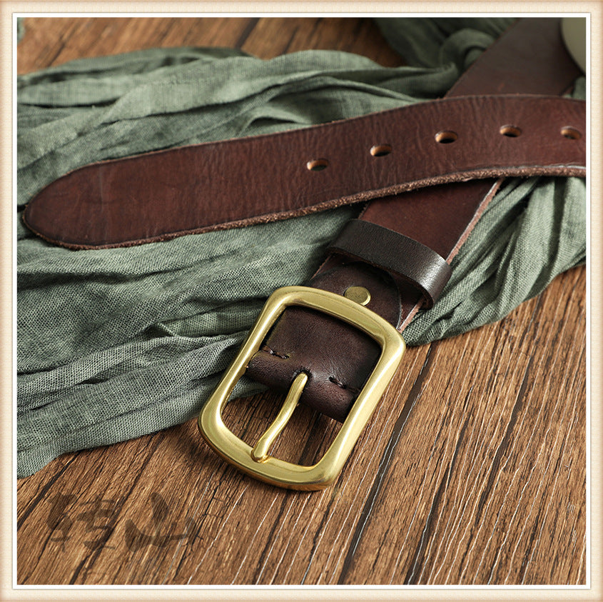 Brass Buckle Handmade Genuine Leather Belt