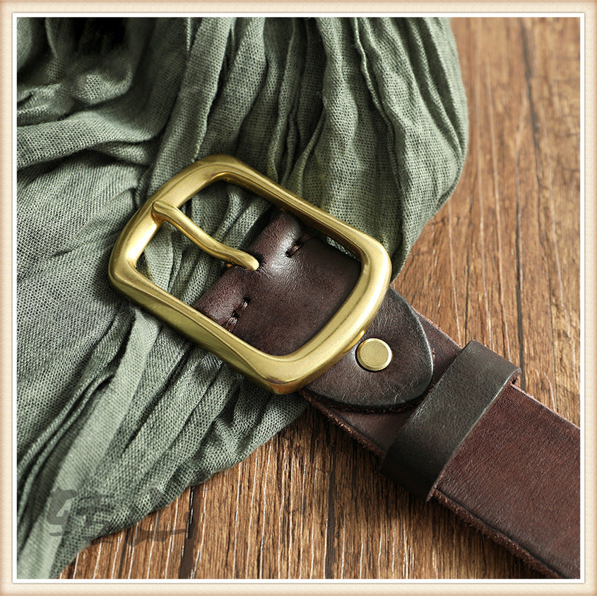 Brass Buckle Handmade Genuine Leather Belt