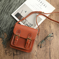 Schultertasche aus echtem pflanzlich gegerbtem Leder