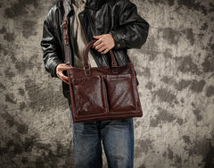 Handgemachte Business-Laptoptasche aus pflanzlich gegerbtem Leder