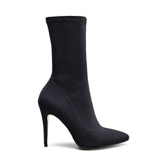 Stretchy Ankle Boots With Pointed Toe