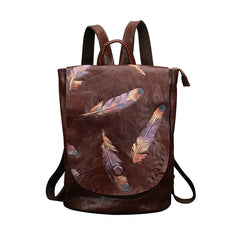 Women Vintage Emlossing Cowhide Leather