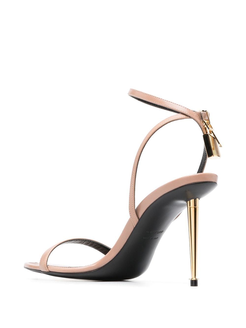 Narrow Strap Metal Ankle Sandals - Apricot