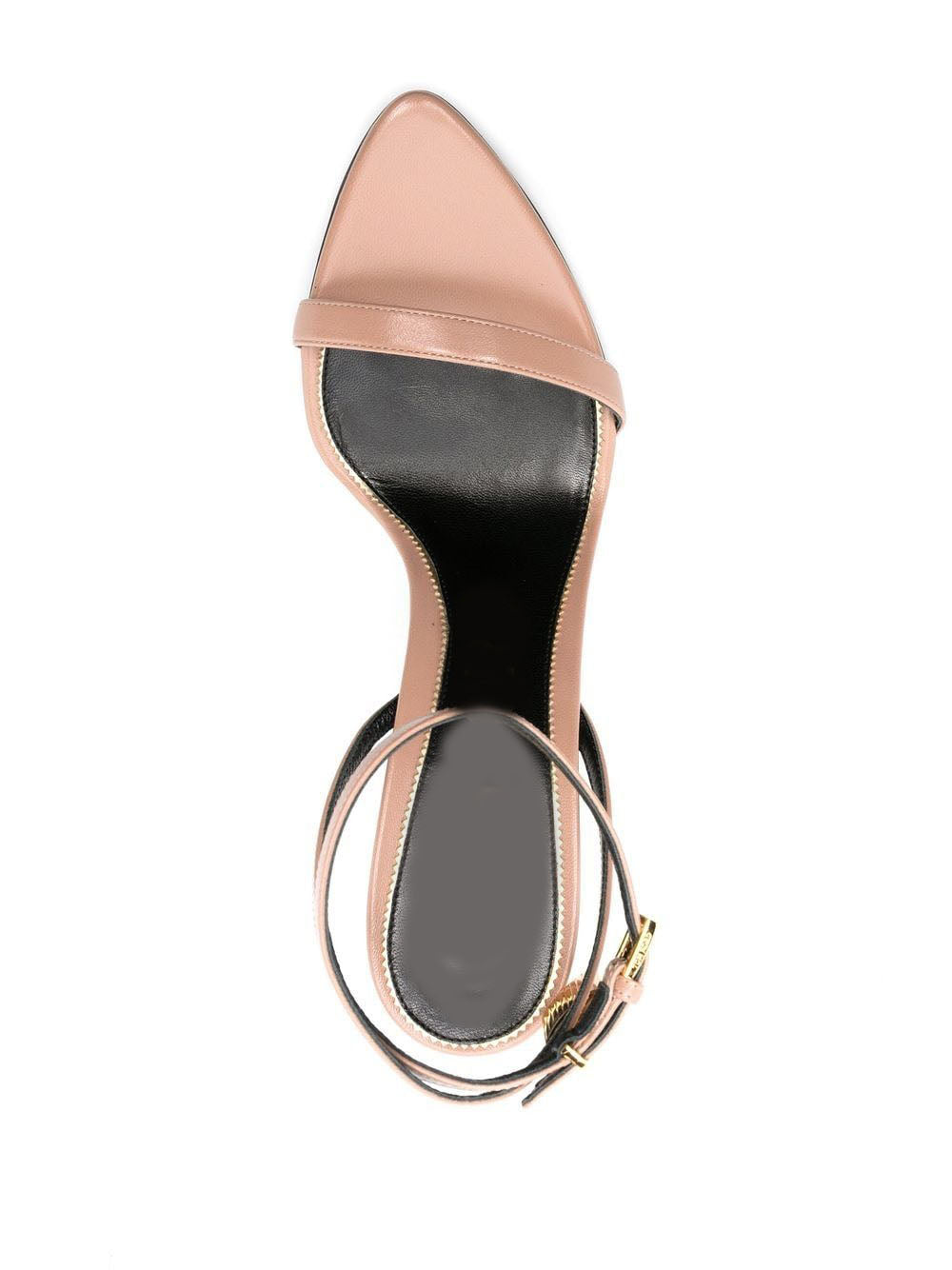 Narrow Strap Metal Ankle Sandals - Apricot