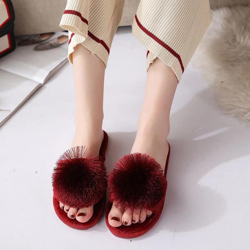 Pantuflas de felpa sólidas para el hogar 