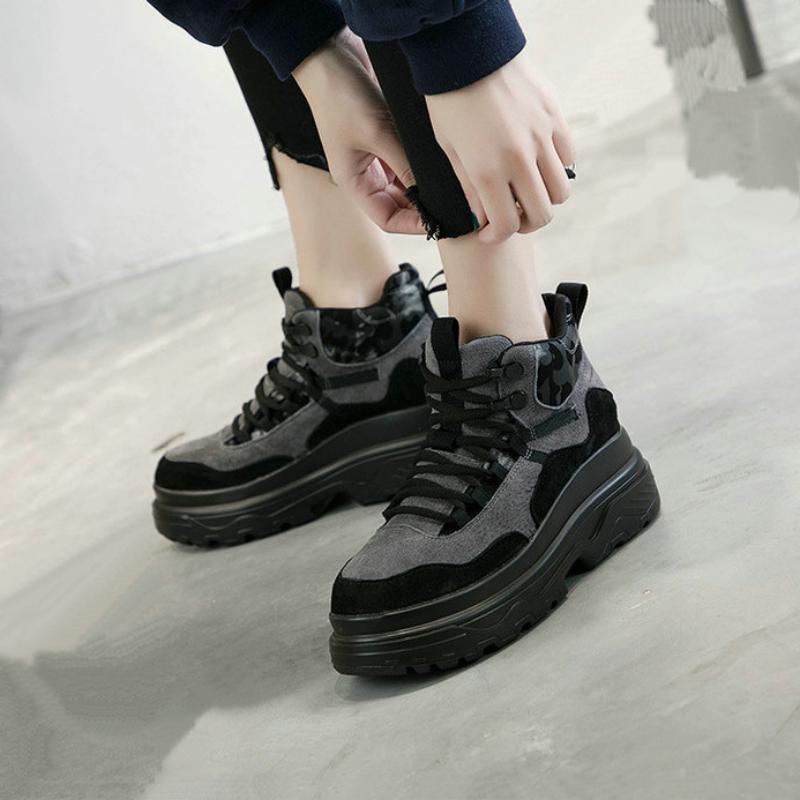 Casual Genuine Leather Platform Sneakers