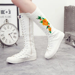 Casual Canvas High Shoes With Embroidery