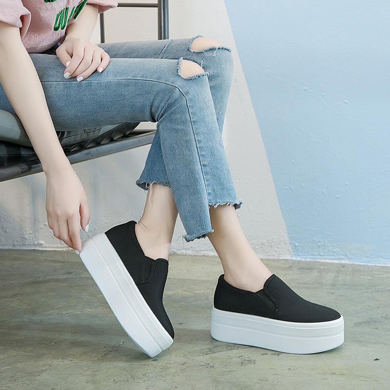 Casual Canvas Slip-Ons With Thick Sole