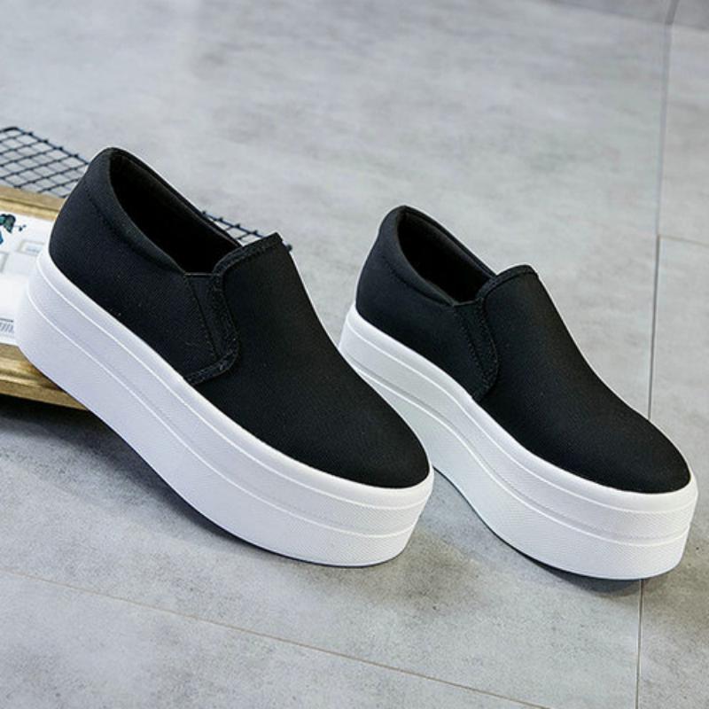 Casual Canvas Slip-Ons With Thick Sole