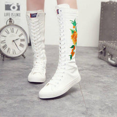 Casual Canvas High Shoes With Embroidery