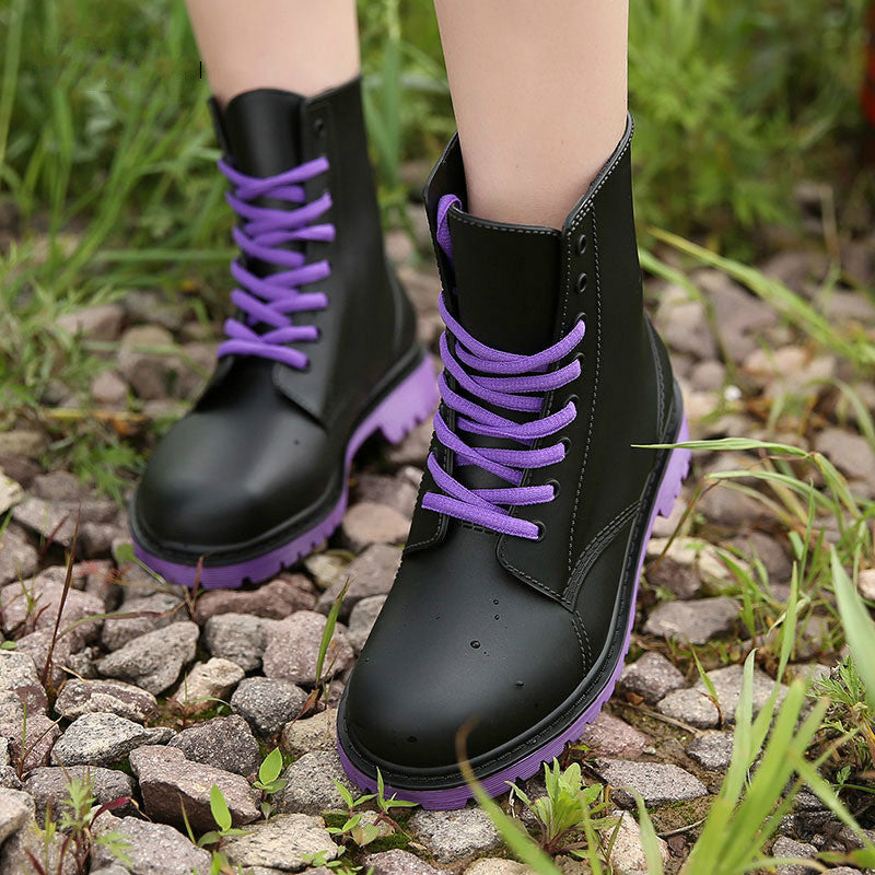 Botas de lluvia impermeables de goma con cordones 