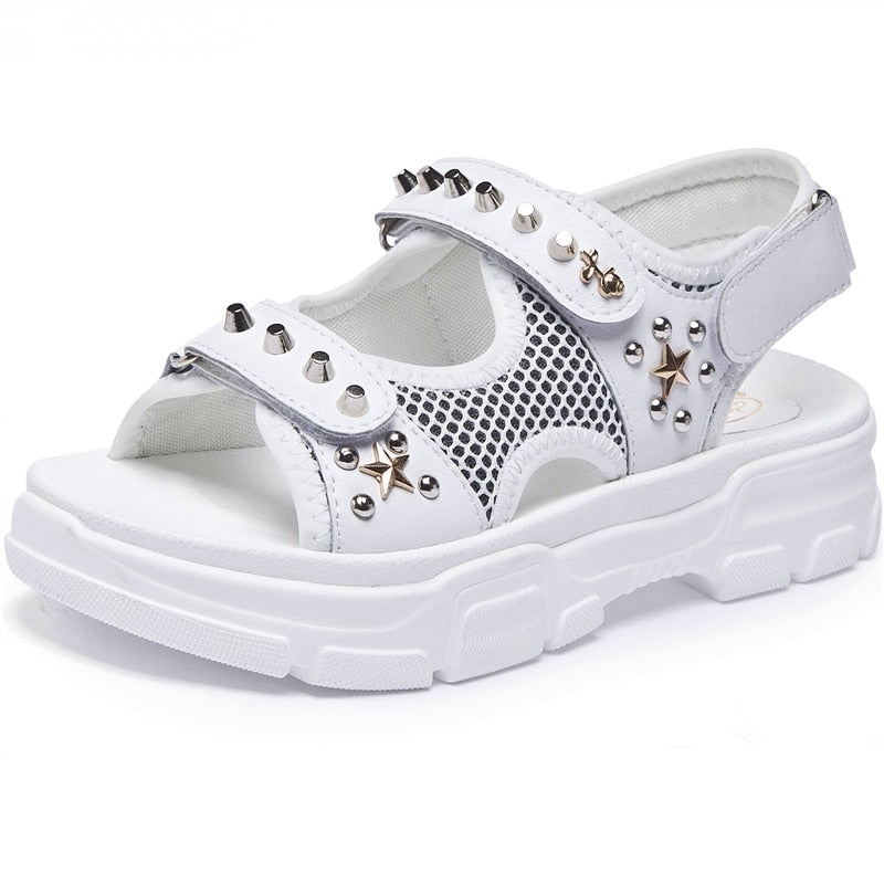 Genuine Leather Sandals With Rivets