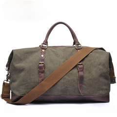 Men's Travel Canvas Leather Duffle Bag