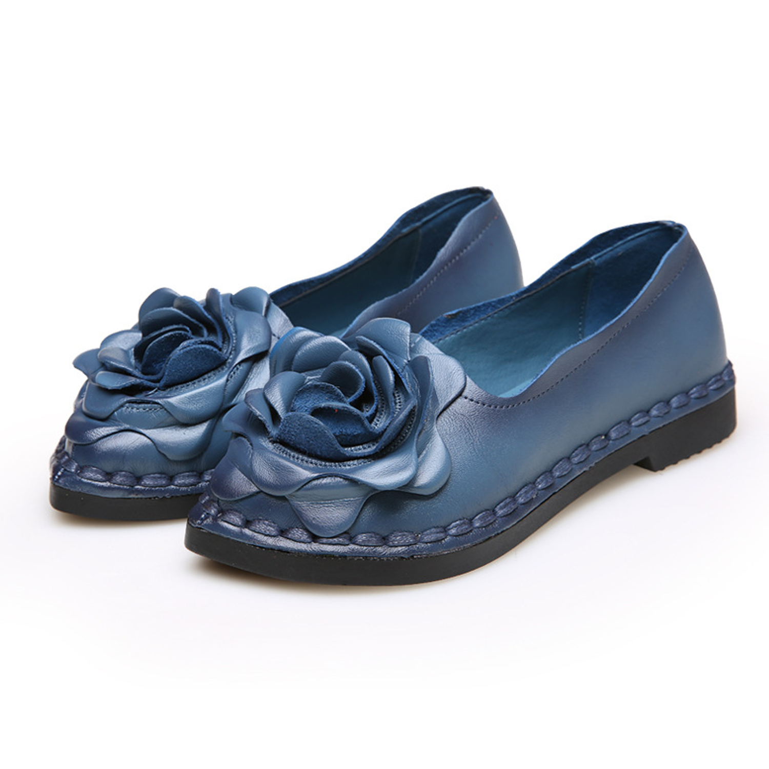 Genuine Leather Pointed Toe Flats